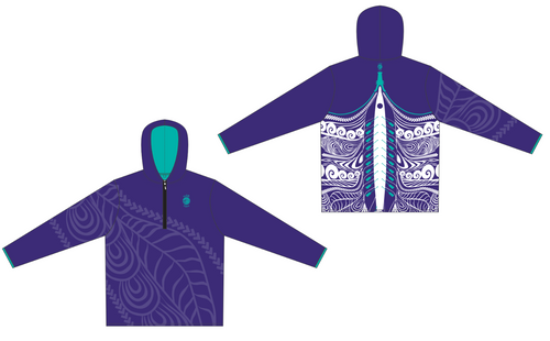 1/4 zipper Pacific Island- Lightweight Hoodie- Purple